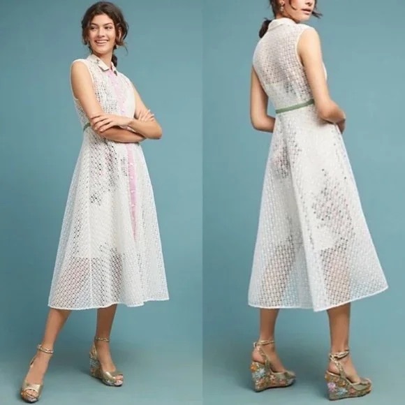 Anthropologie ivory floral shirtdress - Picture 4 of 4